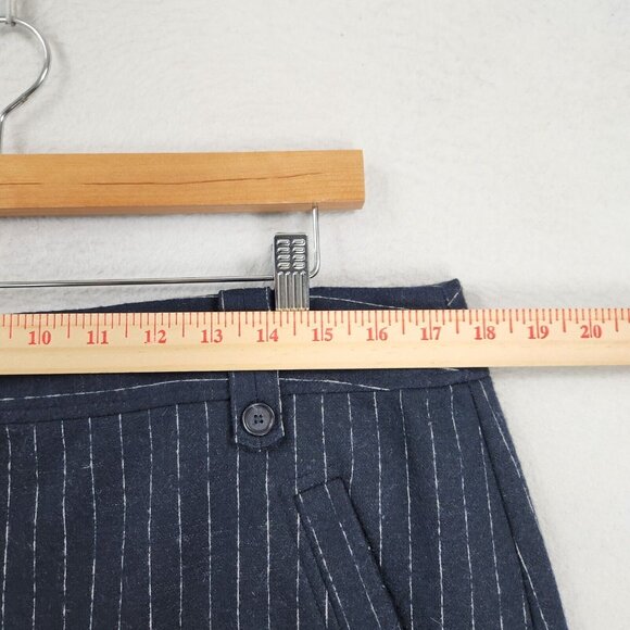 Ann Taylor LOFT Skirt Womens 14 Navy Blue Pinstripe Wool Blend A Line Classic - Picture 3 of 10